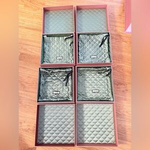 Set of 4 Gucci Boxes in Pink with Quilted Sage Green Pouches